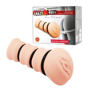 Cốc thủ dâm nam Crazy Bull Realistic silicone trần, âm đạo giả cầm tay có kết cấu gân nổi bên trong, kèm 3 vòng điều chỉnh, lựa chọn cho người trưởng thành muốn tìm dụng cụ cá nhân nhỏ gọn và dễ vệ sinh sau khi dùng