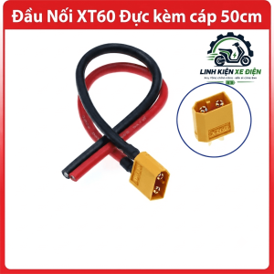 Jack XT60 đực dây 50cm, đầu nối pin XT60 male, cáp nguồn DC ngắn, dây nối pin LiPo, đầu cắm ESC, dây nguồn drone FPV, xe RC, mô hình điều khiển, robot điện, thiết bị DIY, thuận tiện khi thay thế và đấu nối