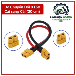 Cáp XT60 cái sang cái 30 cm cho xe điều khiển RC, máy bay mô hình, tàu mô hình và thiết bị điện tử sử dụng đầu XT60 đực, hỗ trợ kết nối nguồn theo sơ đồ điện phù hợp, thuận tiện khi lắp ráp và sửa chữa