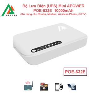 CUNG CẤP NĂNG LƯỢNG LIÊN TỤC, BẢO VỆ THIẾT BỊ – UPS DC Mini APOWER POE-632E 10 000 mAh, hỗ trợ DC + USB + POE, công suất 17W, thiết kế compact, lý tưởng cho camera, router, modem