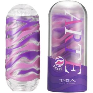 Cốc thủ dâm TENGA ARTE Drape với các dải Elastomer mềm xếp lớp, thiết kế tạo cảm giác tiếp xúc biến đổi theo lực tay, kiểu dáng gọn, có thể rửa sạch và tái sử dụng, đi kèm bộ phận hỗ trợ làm khô và cất giữ